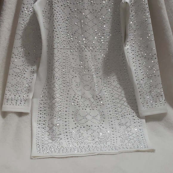 White and Sylver, Stud Detail High Neck Mini Dress - Picture 2 of 8